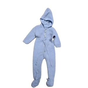 Vintage Baby Boys One Piece Knit Blue Made In Italy Renko 6 Months